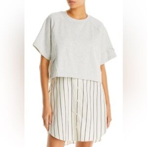 3.1 PHILLIP LIM Patched Sweatshirt Combo Dress Quiet Luxury Coastal Preppy Small